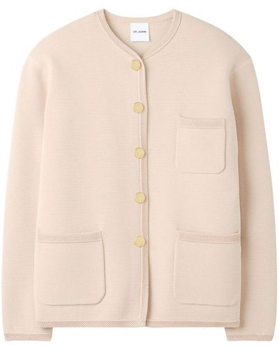 St. John Knitted Patch-pocket Jacket - Natural