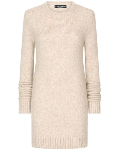 Dolce & Gabbana Round-neck Knitted Dress - Natural