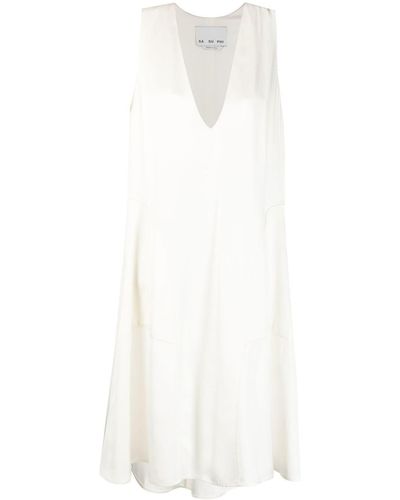 Sa Su Phi Sleeveless Silk-blend Midi Dress - White