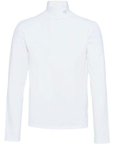 Prada T-shirt Met Logoplakkaat - Wit