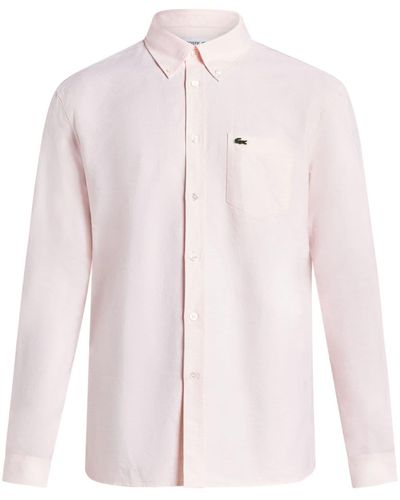 Lacoste Logo-appliqué Cotton Shirt - Pink