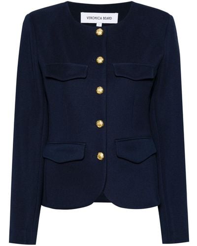 Veronica Beard Kensington Collarless Jacket - Blue