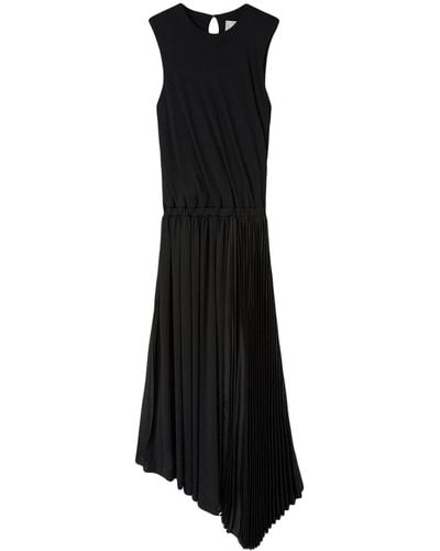 Jil Sander Asymmetric Pleated Sleeveless Dress - Black