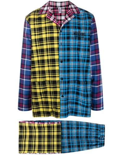 Moschino Check-pattern Cotton Pyjama Set - Blue