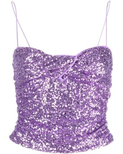Pinko Sequin-embellished Spaghetti-strap Top - Purple