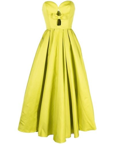 Elie Saab Strapless Taffeta Dress - Yellow