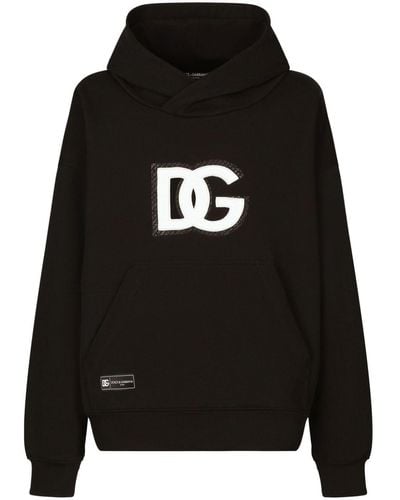 Dolce & Gabbana Hoodie mit Logo-Applikation - Schwarz