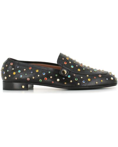 Laurence Dacade Crystal-embellished Leather Loafers - Gray