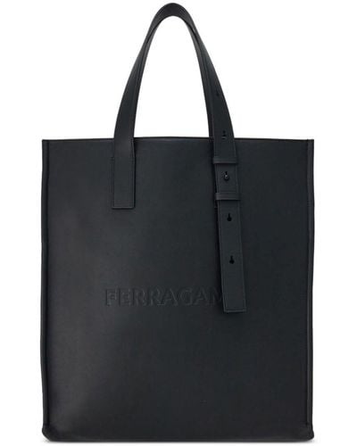 Ferragamo North-south Leather Tote Bag - Black