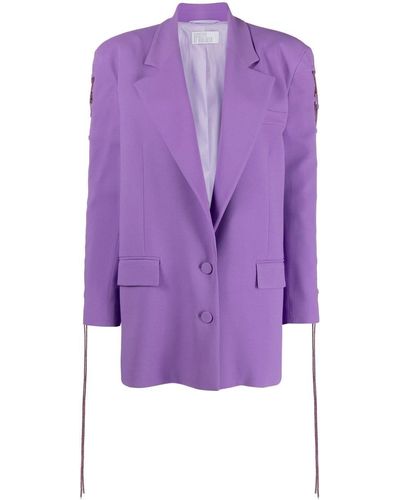 GIUSEPPE DI MORABITO Lace-detail Single-breasted Blazer - Purple