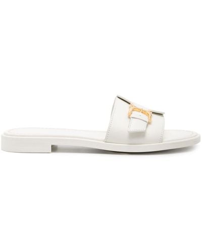 Chloé Marcie Leather Slides - White