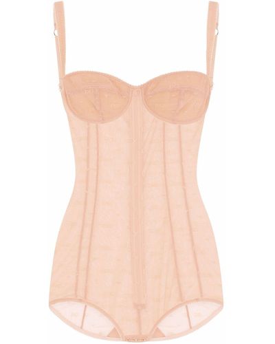 Dolce & Gabbana All-over Logo Bodysuit - Natural