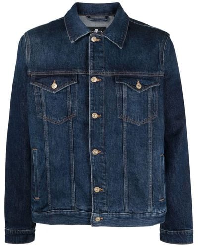 7 For All Mankind Perfect Cotton Denim Jacket - Blue