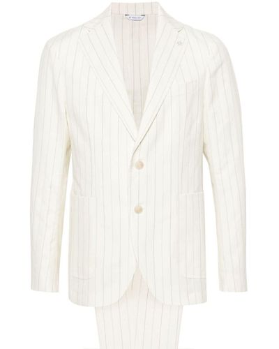 Manuel Ritz Pinstriped Single-breasted Suit - White