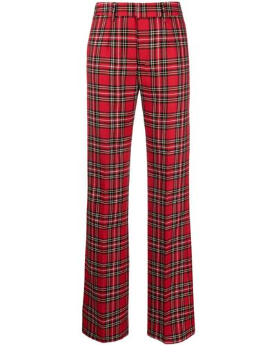Alessandra Rich Tartan-check Wool Trousers - Red