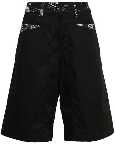 Versace Newspaper-patchwork Shorts - Black
