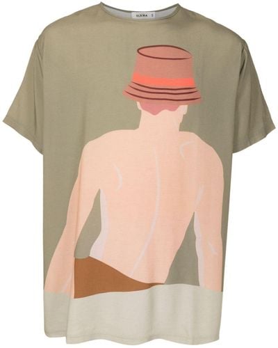Amir Slama T-Shirt mit grafischem Print - Grau