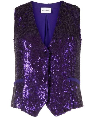 P.A.R.O.S.H. Sequinned V-neck Waistcoat - Purple