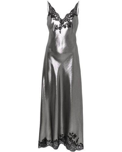 Carine Gilson Lace-trim Lurex Slip Dress - Metallic