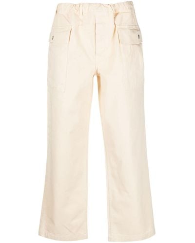 sunflower Elasticated-waist Cropped Cotton Pants - Natural