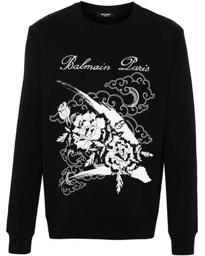 Balmain プリント スウェットシャツ - ブラック