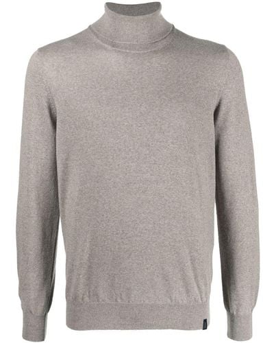 Fay Roll Neck Knitted Sweater - Gray
