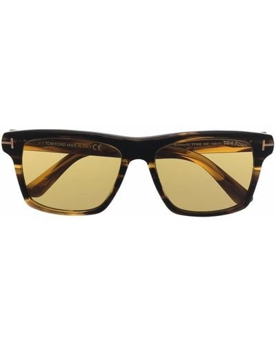 Tom Ford Eckige Sonnenbrille in Schildpattoptik - Braun