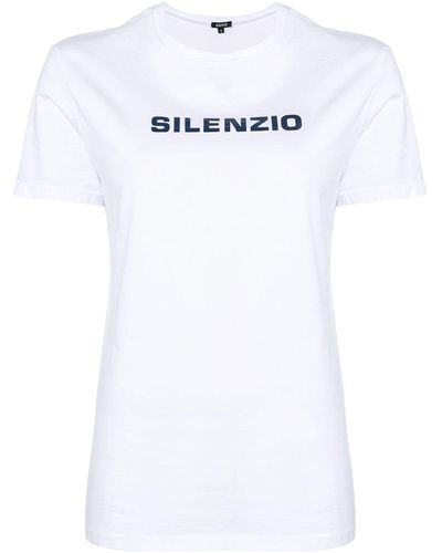 Aspesi T-shirt Met Silenzio Print - Wit