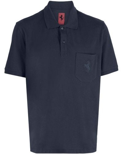 Ferrari Logo-patch Short-sleeved Polo Shirt - Blue