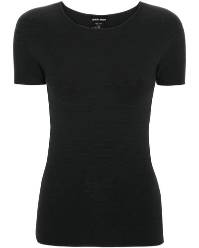 Giorgio Armani Ribbed-knit T-shirt - Black