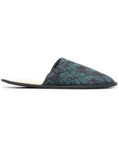 Desmond & Dempsey Byron-print Quilted Slippers - Green
