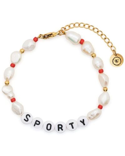 Sporty & Rich Bracelet Sporty serti de perles - Blanc