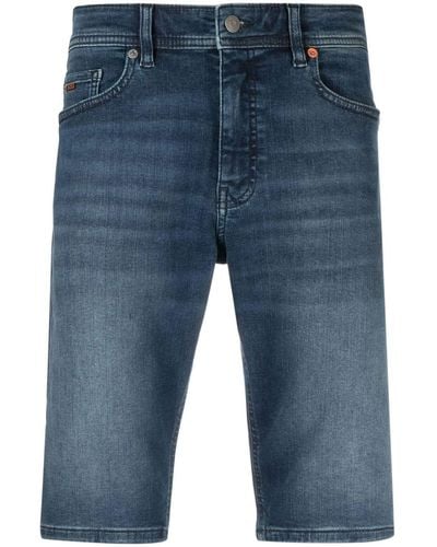 BOSS Schmale Jeans-Shorts - Blau