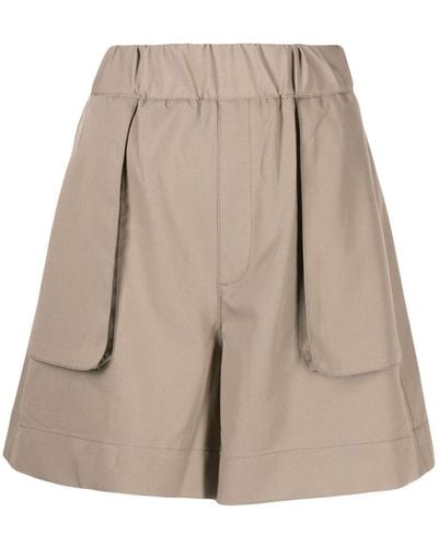 Izzue High-waisted Elasticated-waistband Shorts - Natural