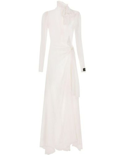 Dolce & Gabbana Sheer Silk Maxi Dress - White