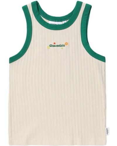 Chocoolate Logo-embroidered Ribbed Tank Top - Natural
