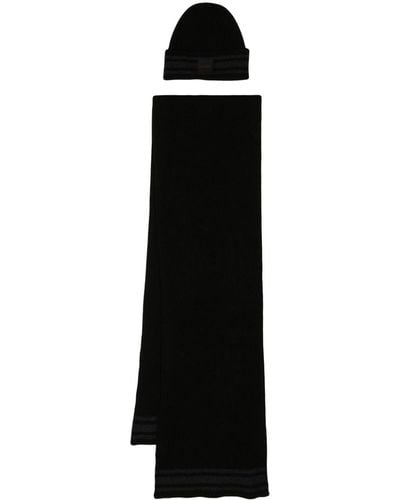 BOSS Logo-patch Ribbed-knit Beanie - Black