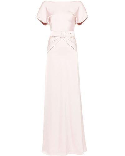Rhea Costa Belted Sleeveless Satin Maxi Dress - Pink
