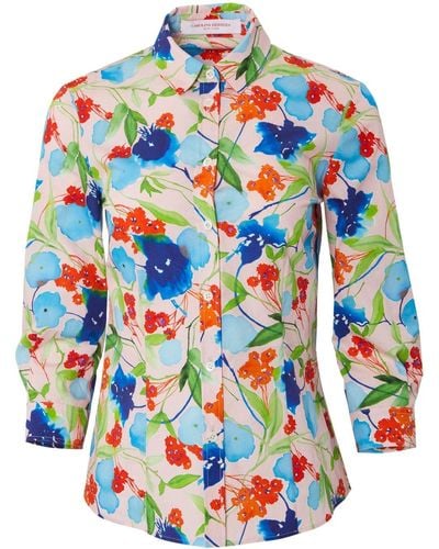 Carolina Herrera Popeline-Hemd mit Blumen-Print - Blau