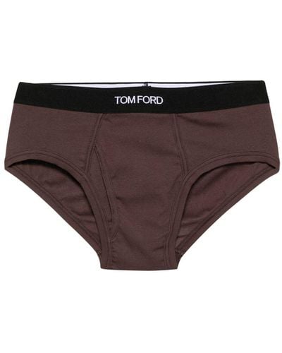 Tom Ford Slip mit Logo-Bund - Braun