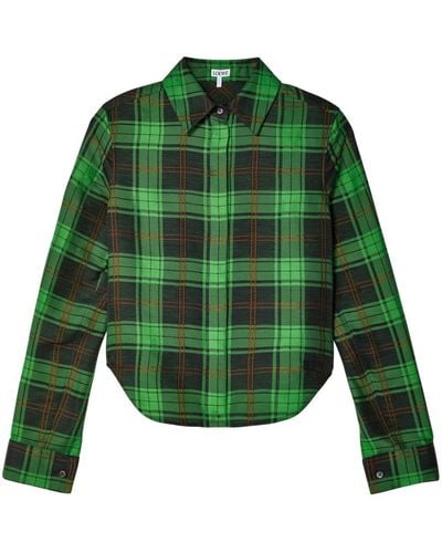 Loewe Camisa a cuadros con botones - Verde