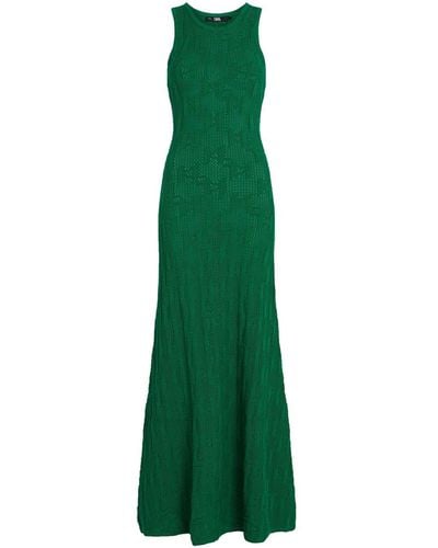 Karl Lagerfeld Monogram-jacquard Knitted Maxi Dress - Green