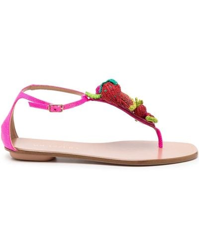 Aquazzura Strawberry Punch Woven-embellished Sandals - Pink