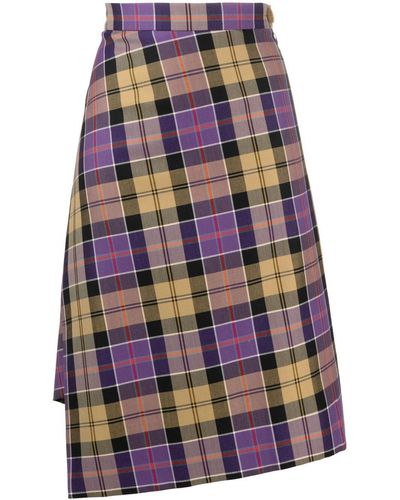 Vivienne Westwood Tartan Check Print Wool Skirt - Purple