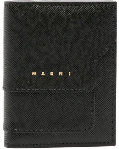 Marni Logo-stamp Bi-fold Leather Wallet - Black