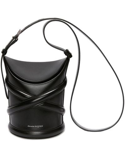 Alexander McQueen Black The Curve Small Leather Cross Body Bag