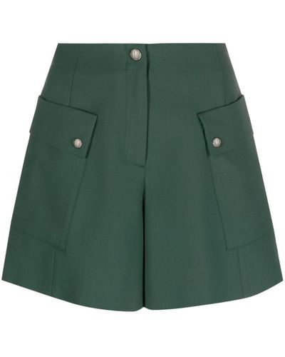 Maje Structured High-waisted Shorts - Green