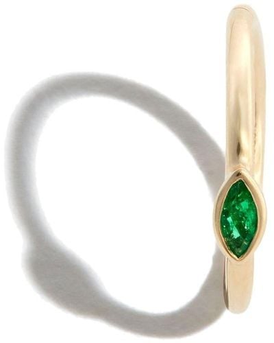 Jacquie Aiche 14kt Yellow Gold Marquise Emerald Single Hoop Earring - Metallic