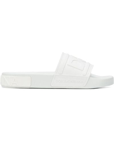 Dolce & Gabbana Logo-embossed Beachwear Slides - White