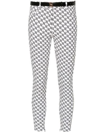 Elisabetta Franchi Logo-print Slim-cut Trousers - Grey